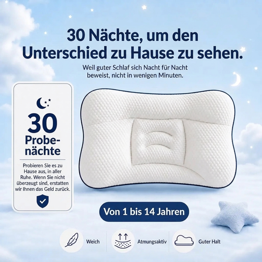 Ein Kinderpolster, das den Nacken die ganze Nacht besser stützt.