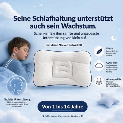 Ein Kinderpolster, das den Nacken die ganze Nacht besser stützt.