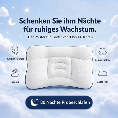 Ein Kinderpolster, das den Nacken die ganze Nacht besser stützt.
