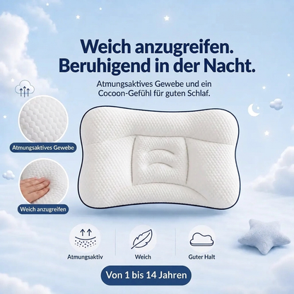 Ein Kinderpolster, das den Nacken die ganze Nacht besser stützt.