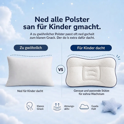 Ein Kinderpolster, das den Nacken die ganze Nacht besser stützt.